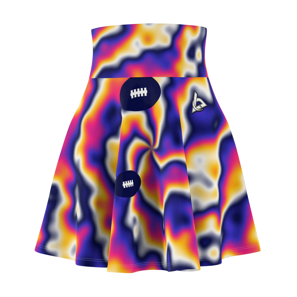 Football Royal Flame Tie-Dye Spin Women's Athletic Skater Skirt