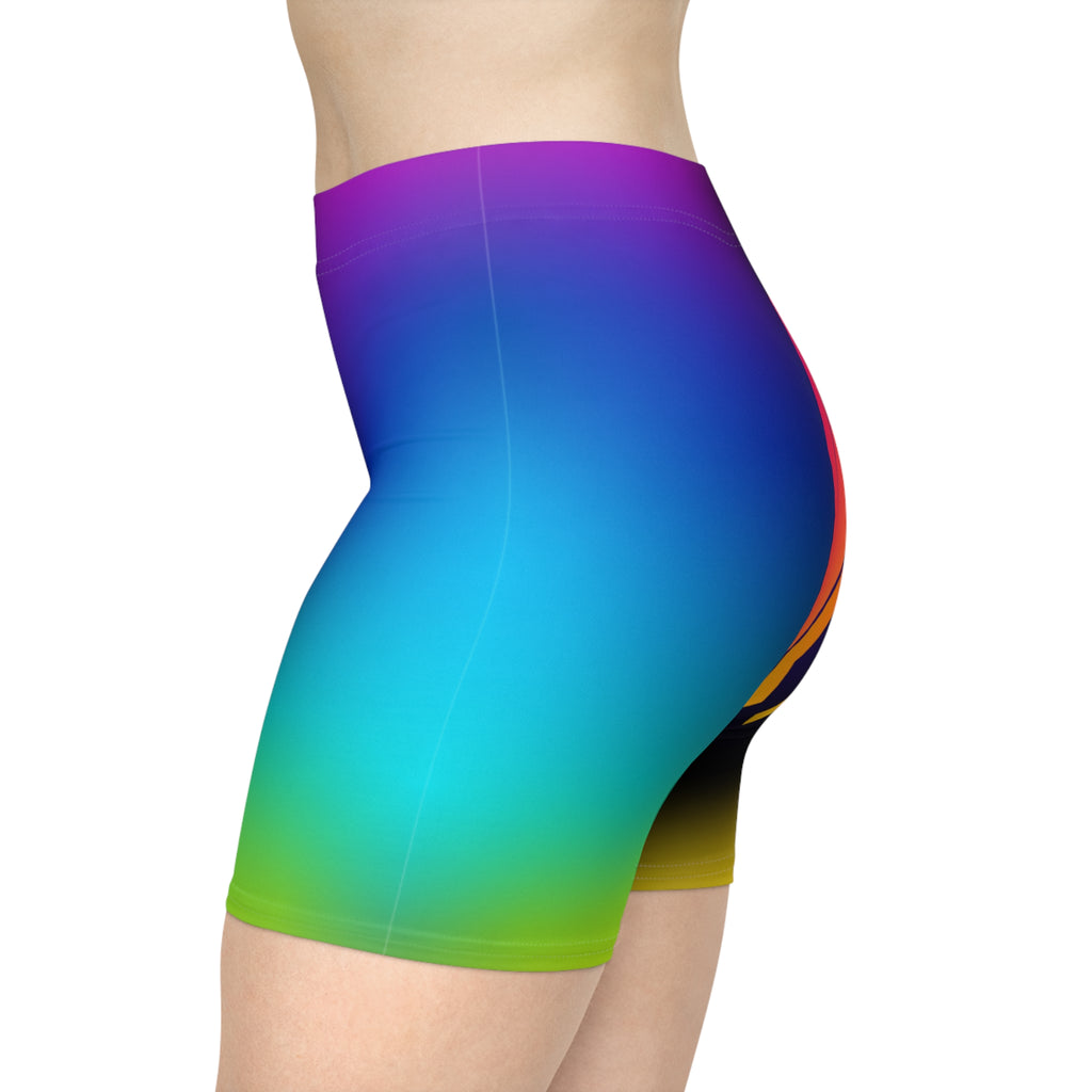 Gradient Lightning Biker Shorts | Women's Bright Ombre Athletic Shorts