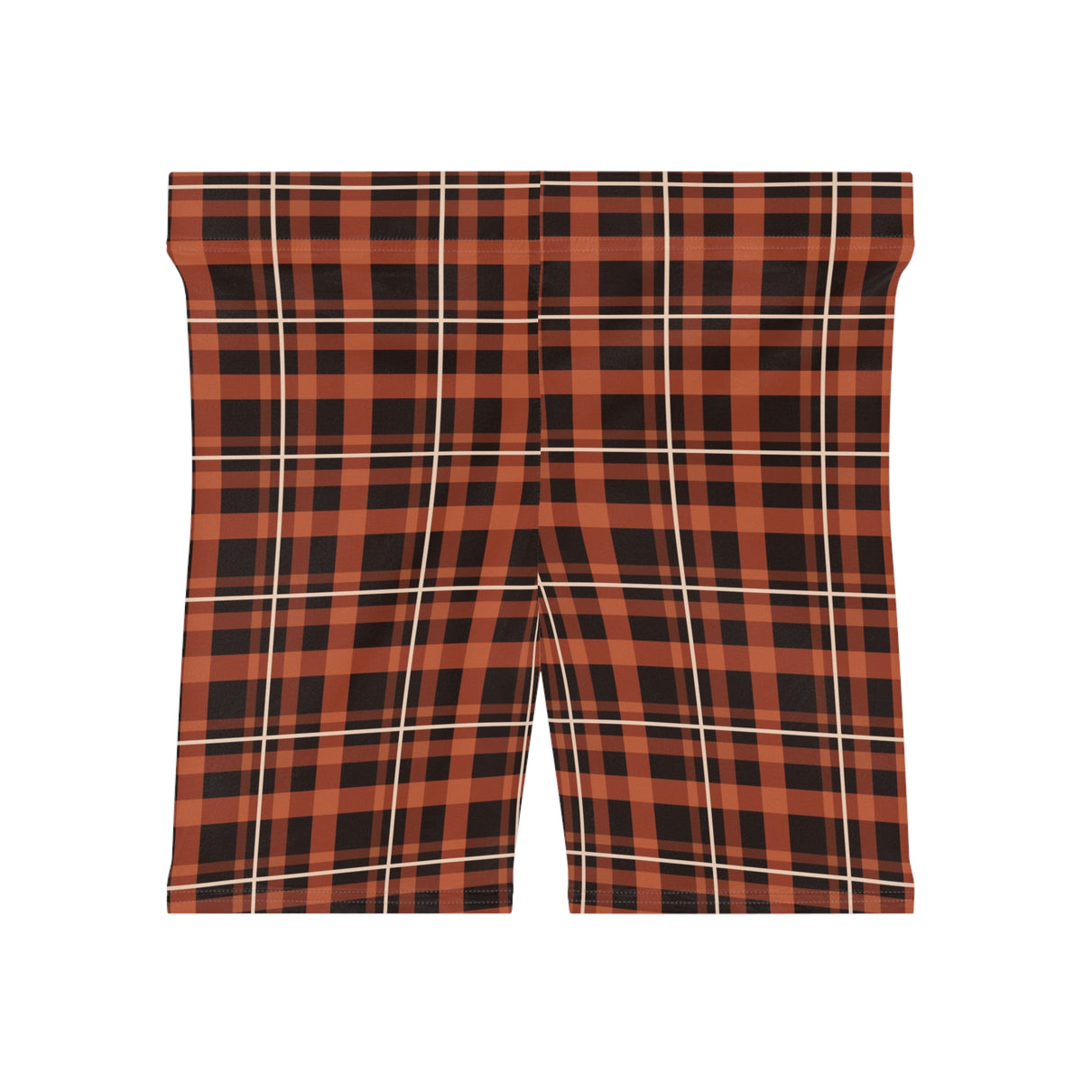Terracotta Flannel Women's Biker Shorts — High-Waist Workout Shorts
