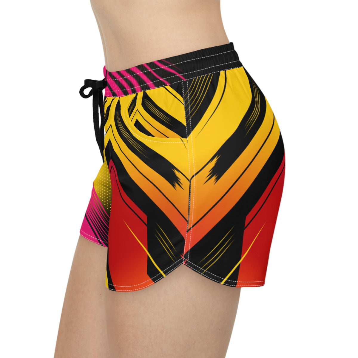 Women's Multipurpose Athletic Shorts with Pockets | Neon Chevron