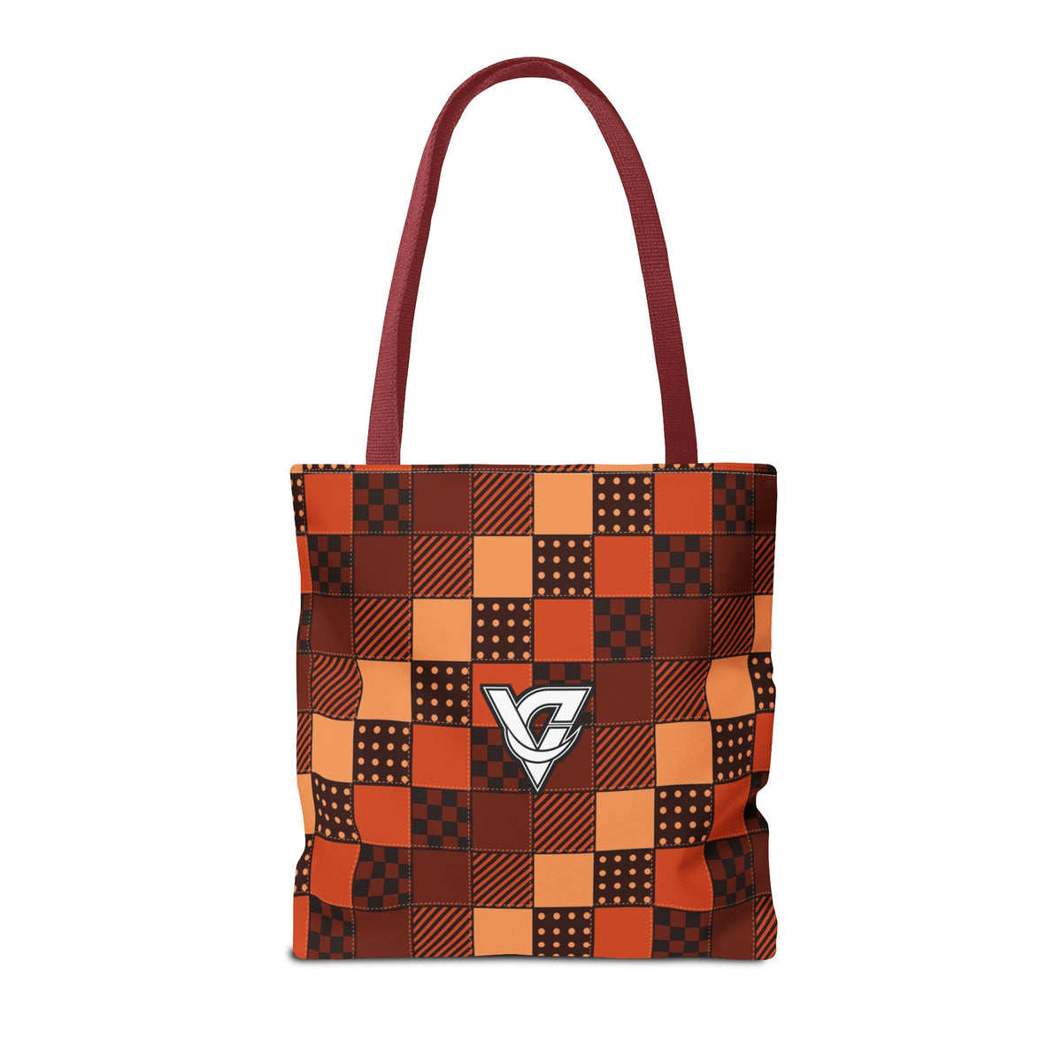 Rust Patchwork Tote Bag — All-Over Print Gym & Everyday Tote