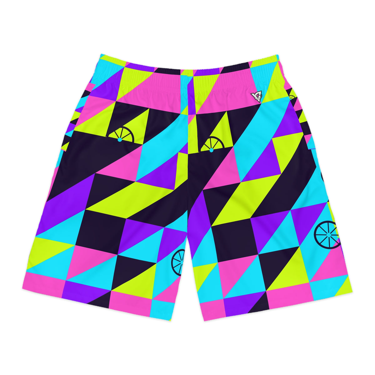 Cycling Violet Volt Prism Block Men's Athletic Shorts with Pockets