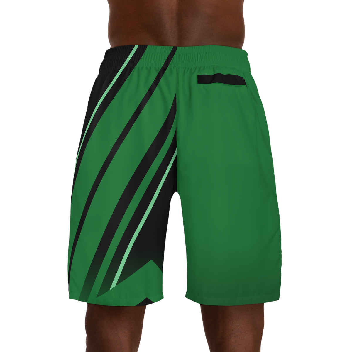 Men's Forest Green & Black Running Jogger Shorts with Pockets — Athletic Performance