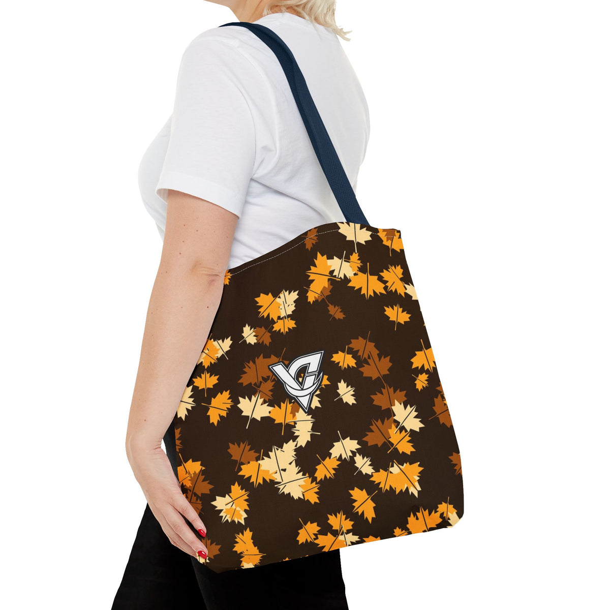 Amber Falling Leaves Tote Bag — All-Over Print Gym & Everyday Tote