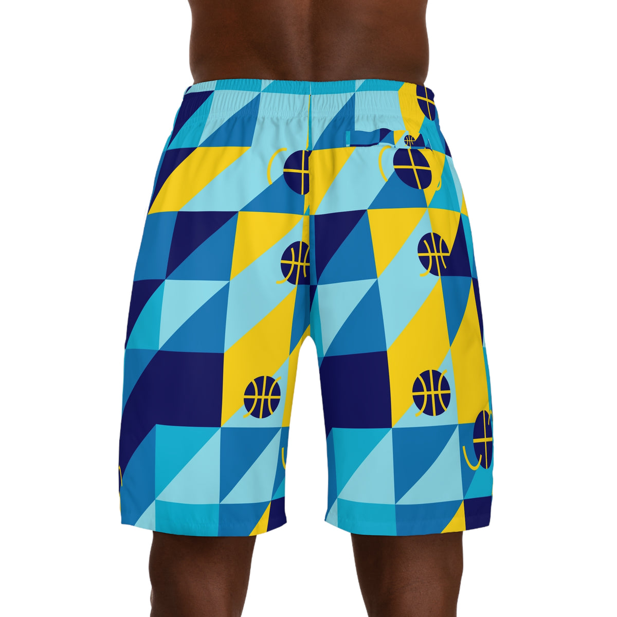 Basketball Cobalt Spark Prism Block Men's Athletic Shorts with Pockets