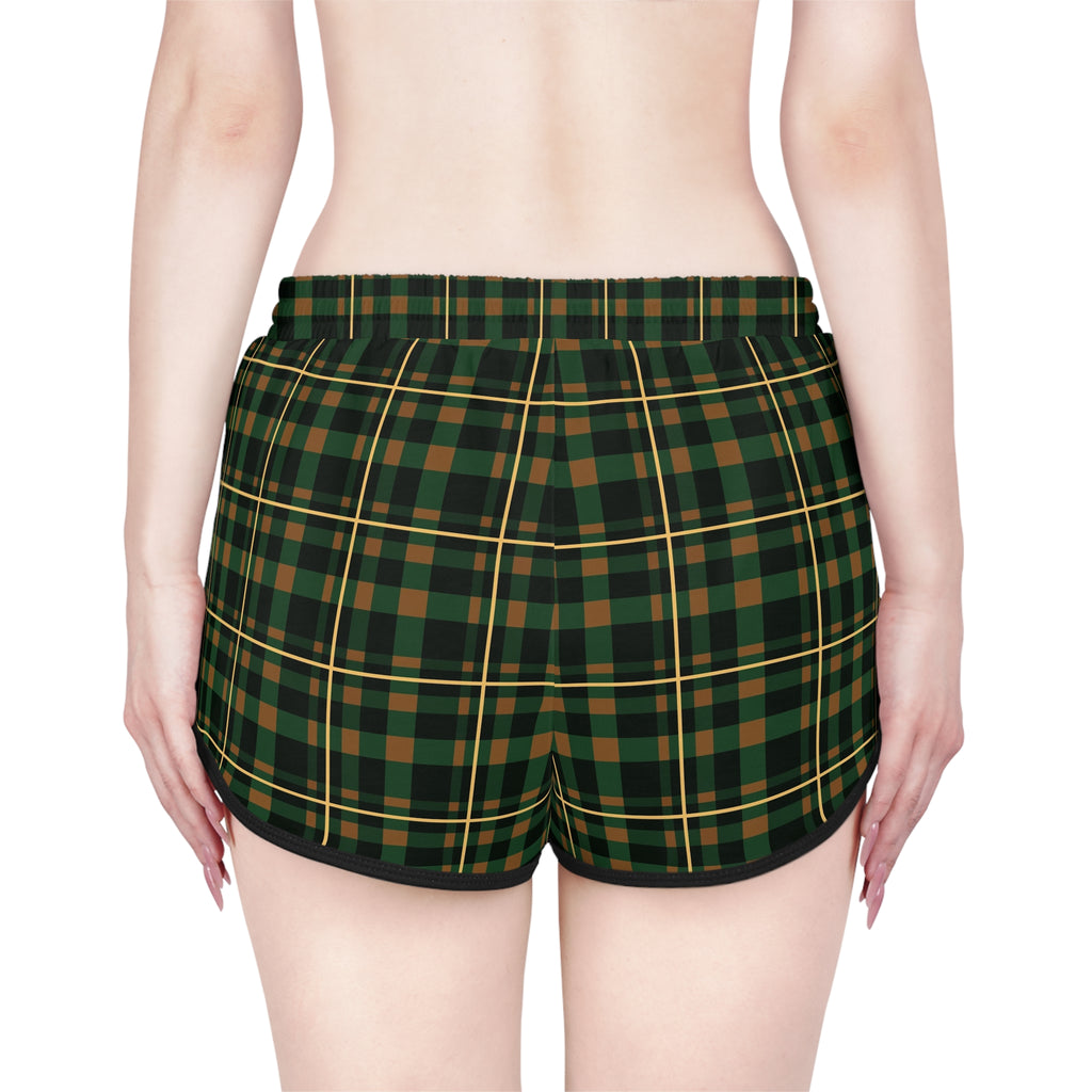 Women's Evergreen Ember Flannel Relaxed Shorts — All-Over Print Running & Workout Shorts