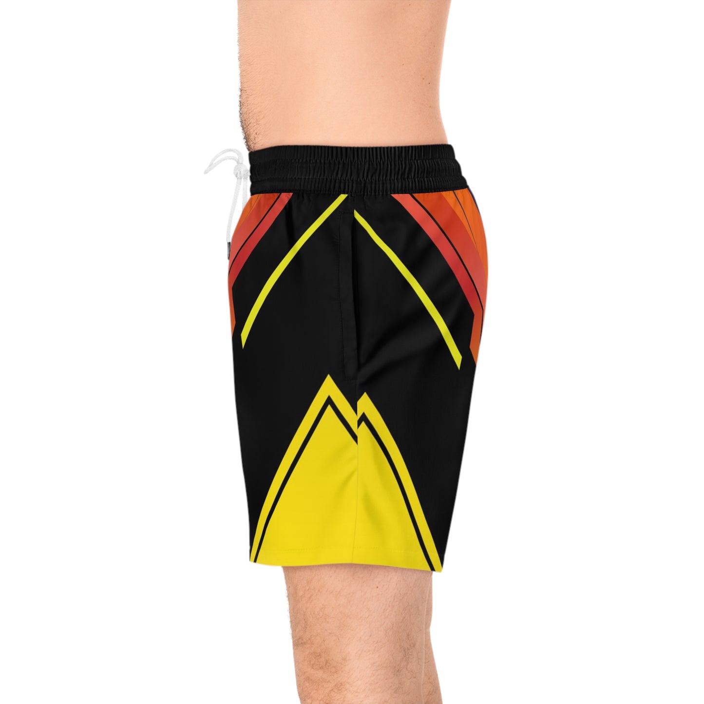 Men's Athletic Board Shorts Retro Gradient Lightning Graphic — No Pockets