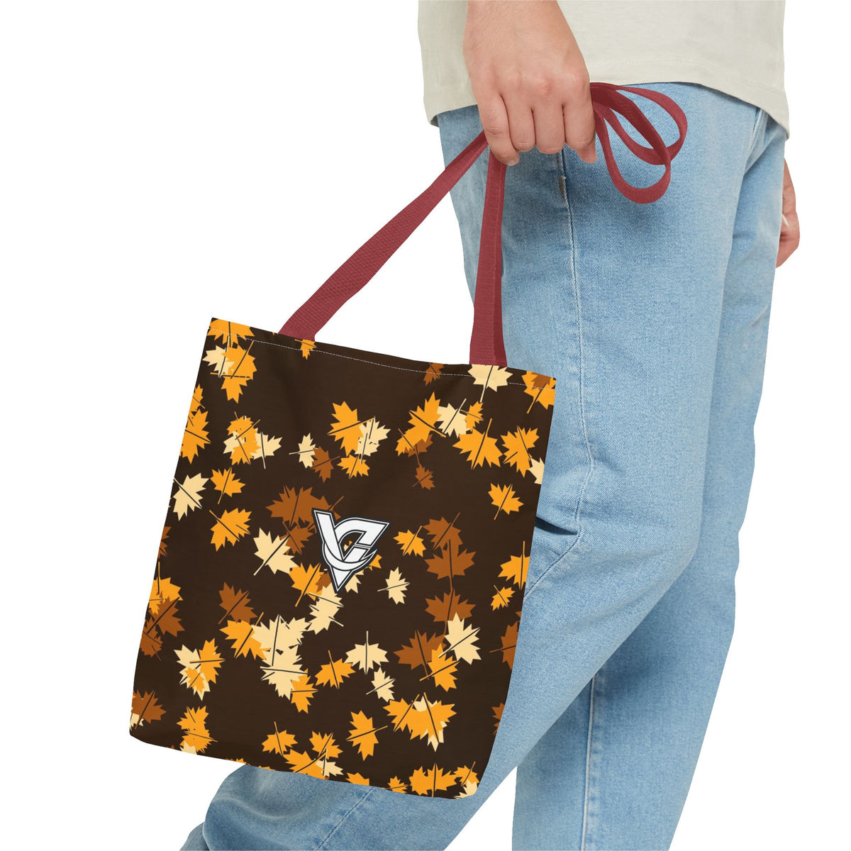 Amber Falling Leaves Tote Bag — All-Over Print Gym & Everyday Tote