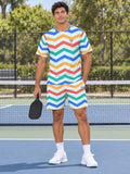 Pickleball Sea Glass Chevron Rush Men's Sports Jersey - front view