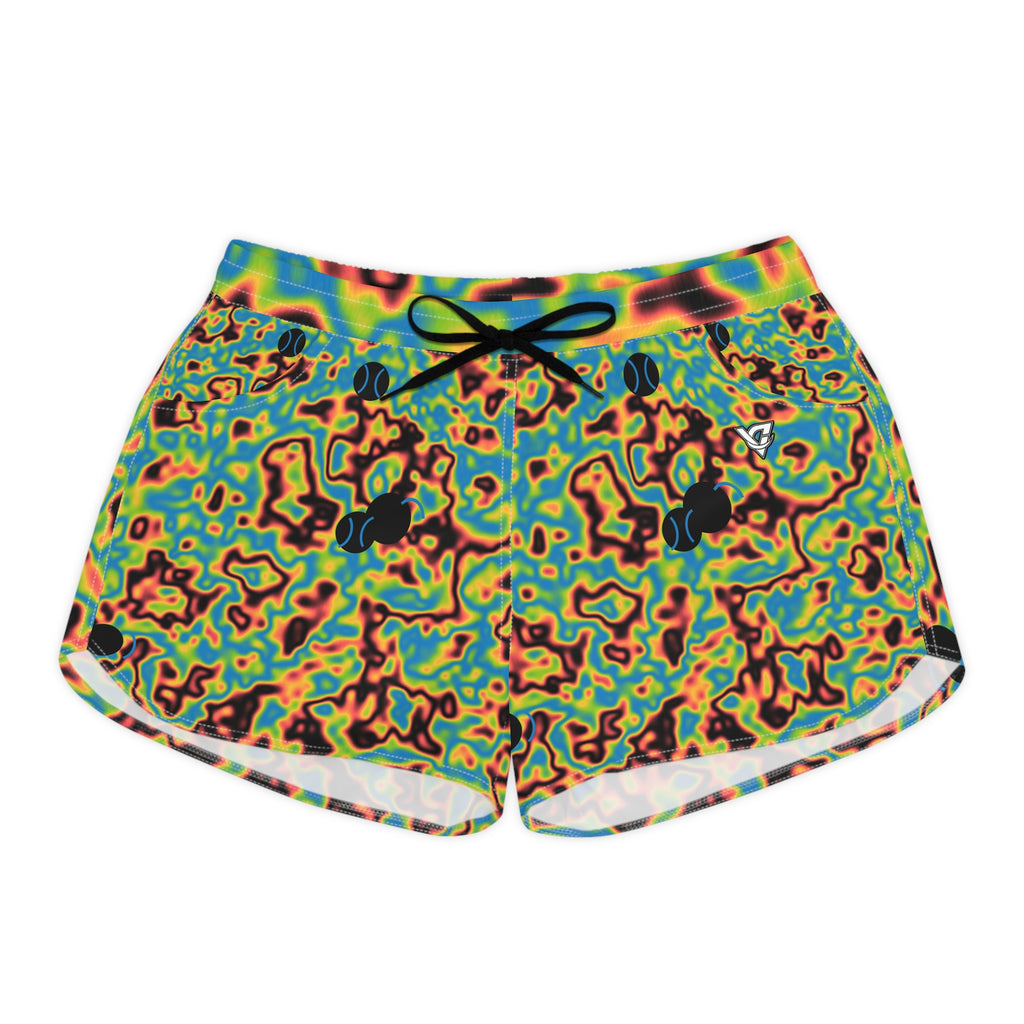 Tennis Rainbow Rally Marble Flow Women's Athletic Shorts with Pockets