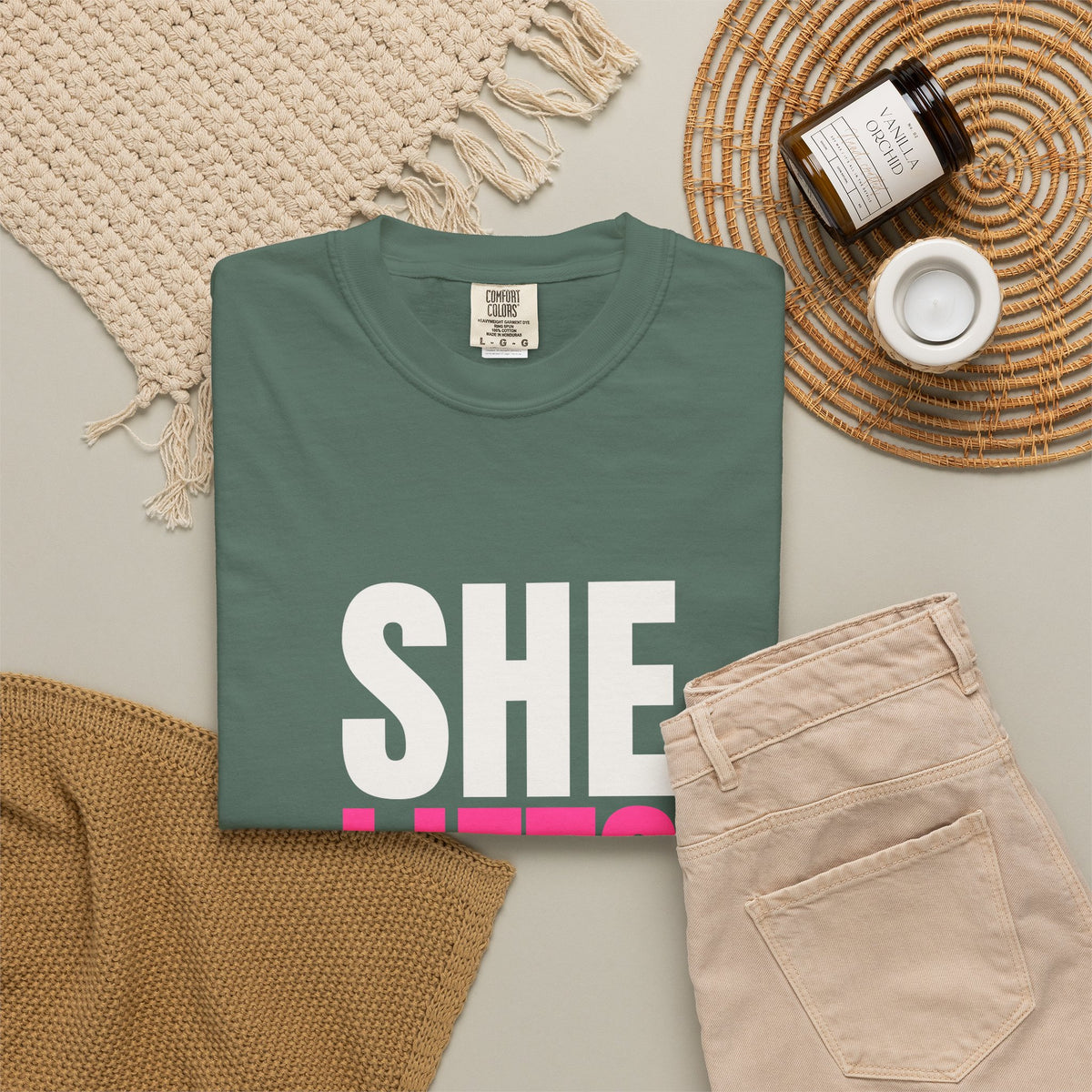 She Lifts | Women's Garment-Dyed Graphic Tee