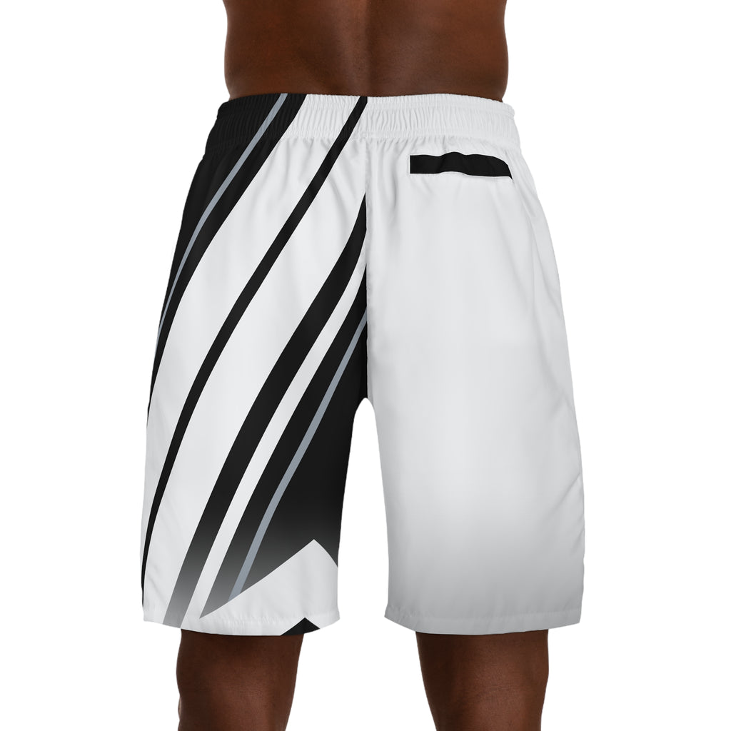 Men's Arctic White & Black Running Jogger Shorts with Pockets — Athletic Performance