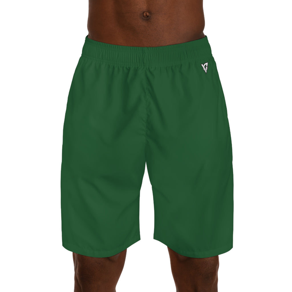 Vantacore Solid Forest Green Men's Athletic Shorts with Pockets