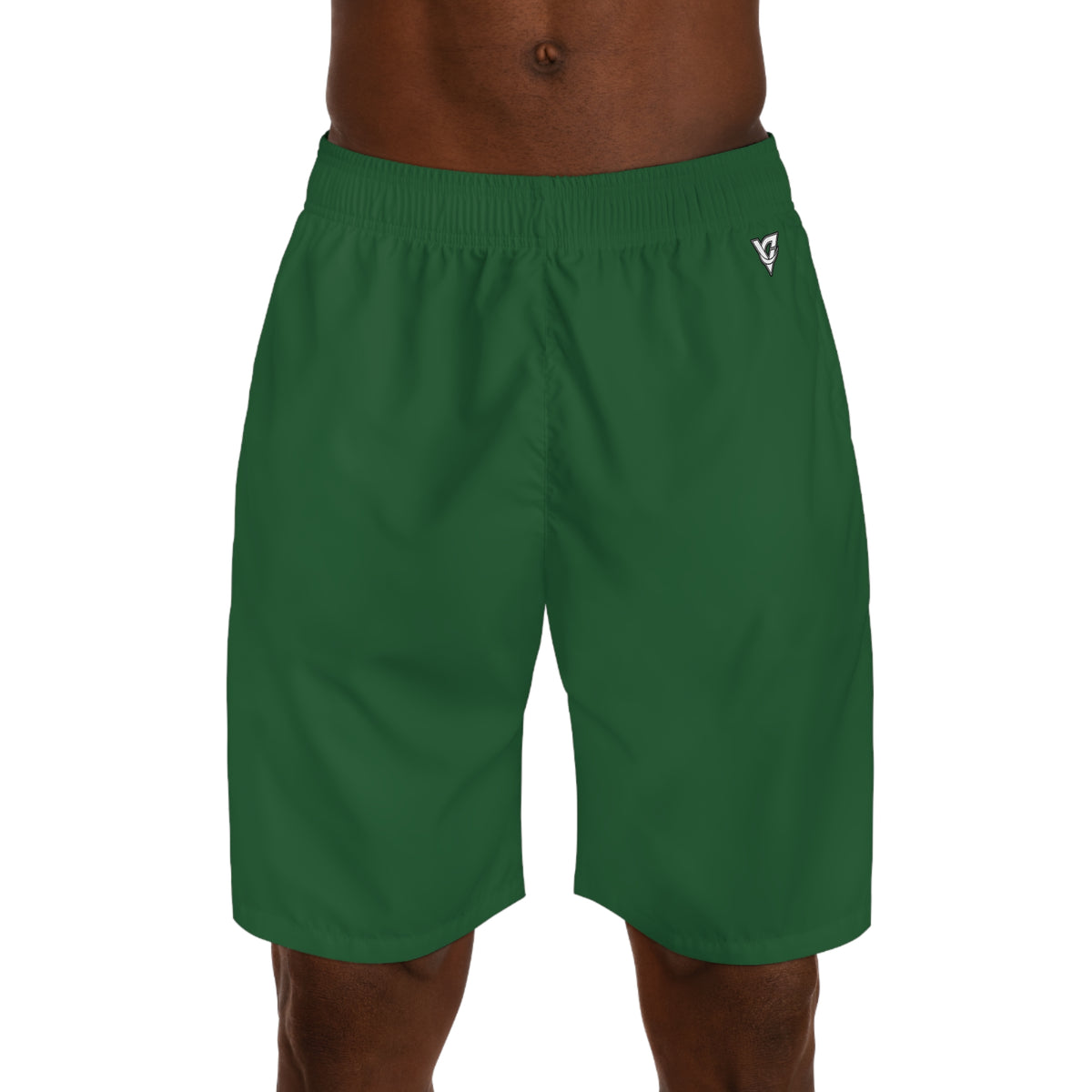Vantacore Solid Forest Green Men's Athletic Shorts with Pockets