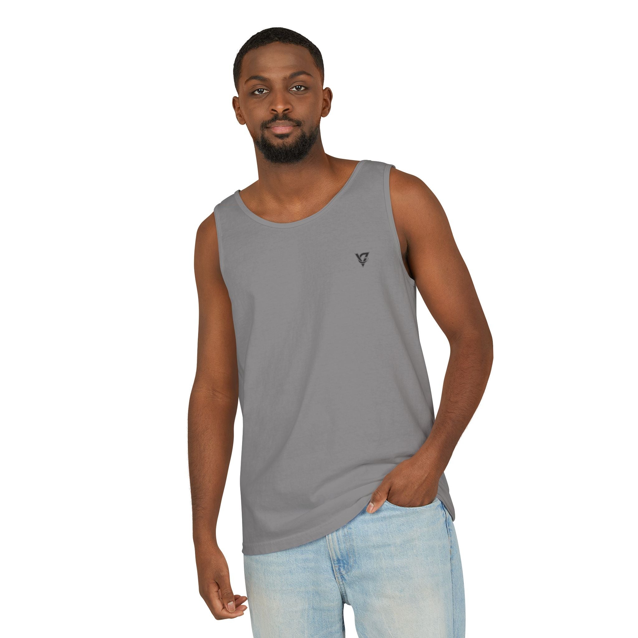 Minimal Geometric Triangle Logo Tank Top | Chest Emblem