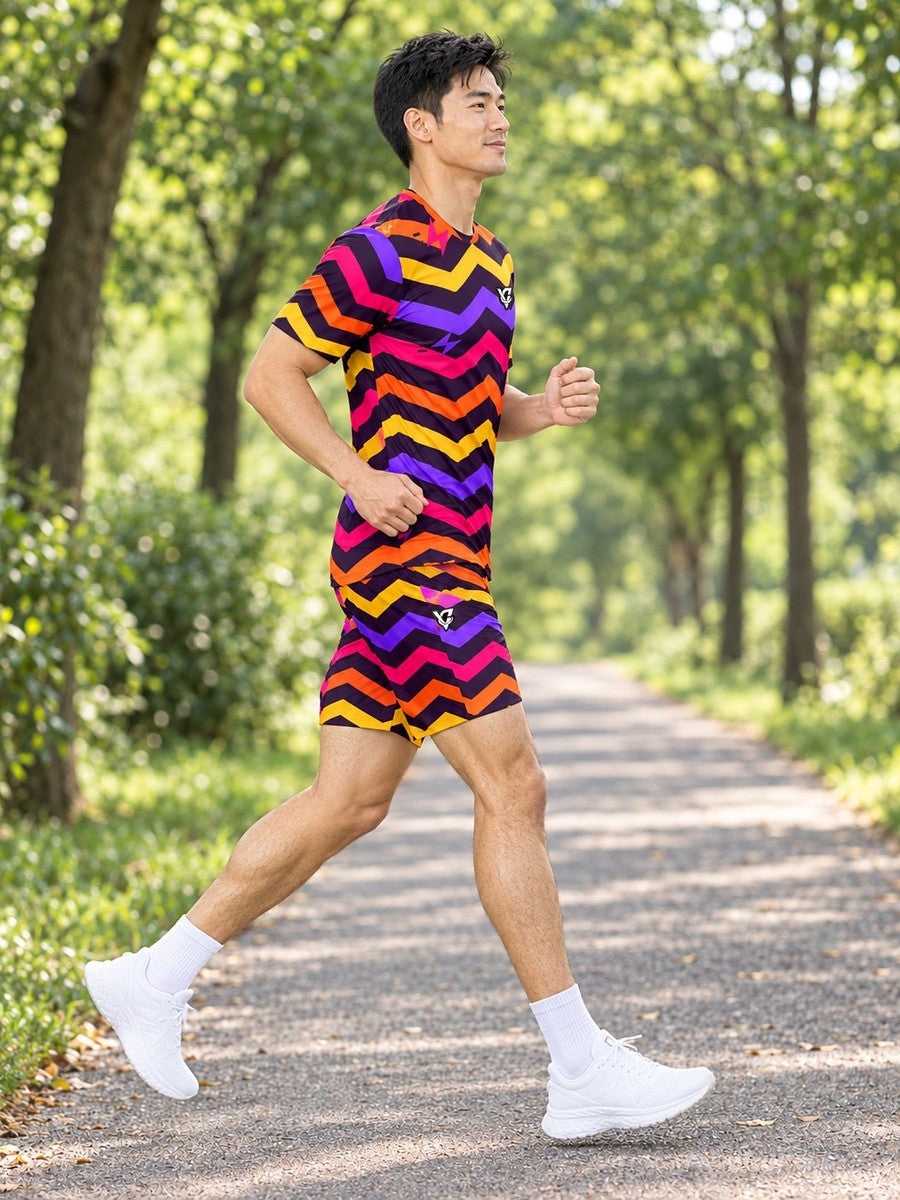 Running Berry Blast Chevron Rush Men's Sports Jersey - side view
