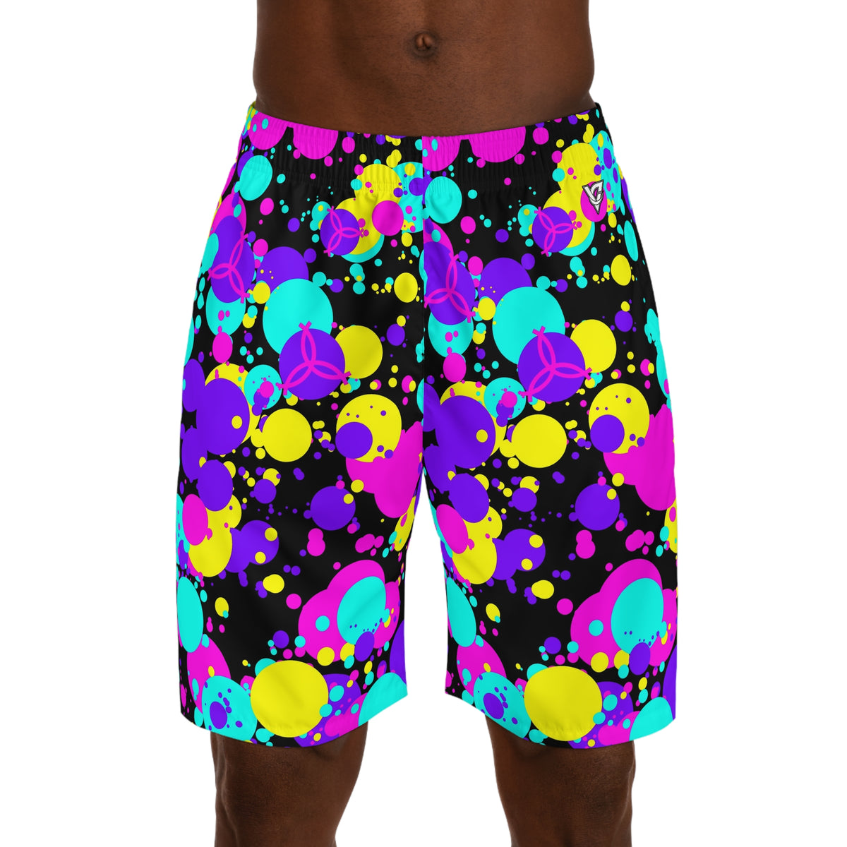 Volleyball Midnight Neon Splash Zone Men's Athletic Shorts with Pockets