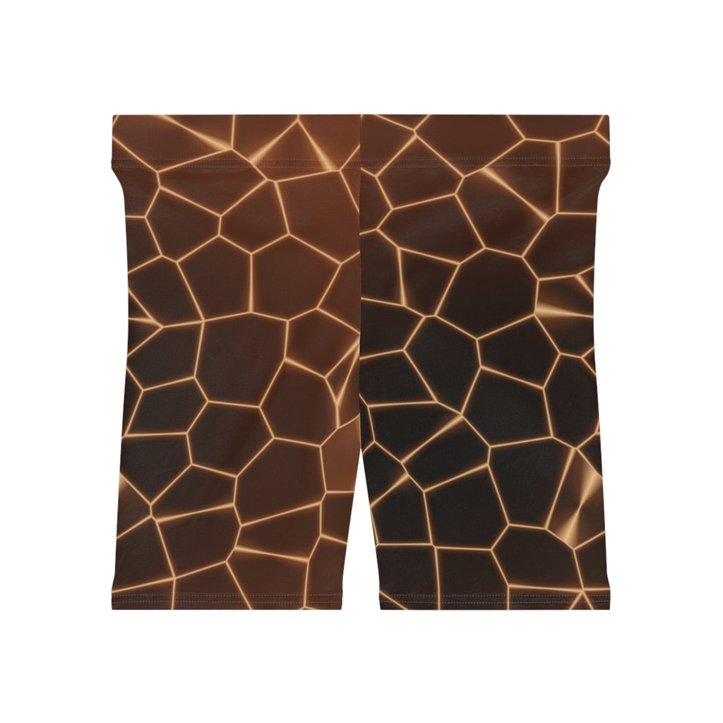 Copper Rift Women's Biker Shorts — High-Waist Workout Shorts