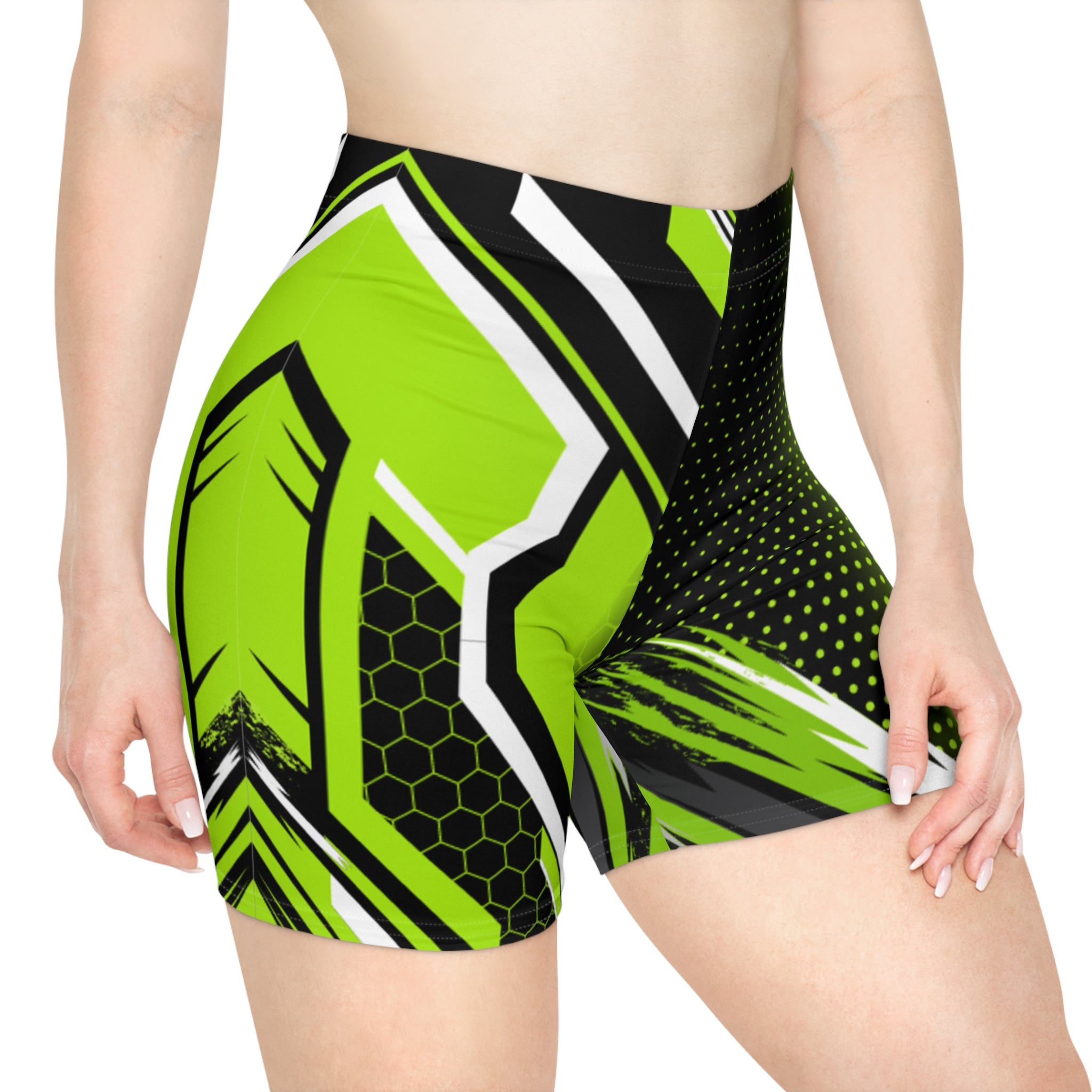 Neon Green Racing Biker Shorts | Activewear