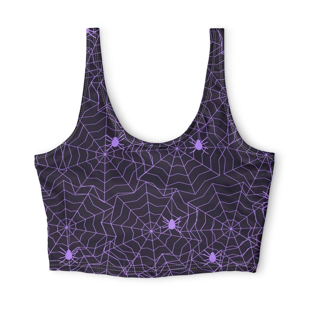 Halloween Witching Purple Spiderweb Sports Bra