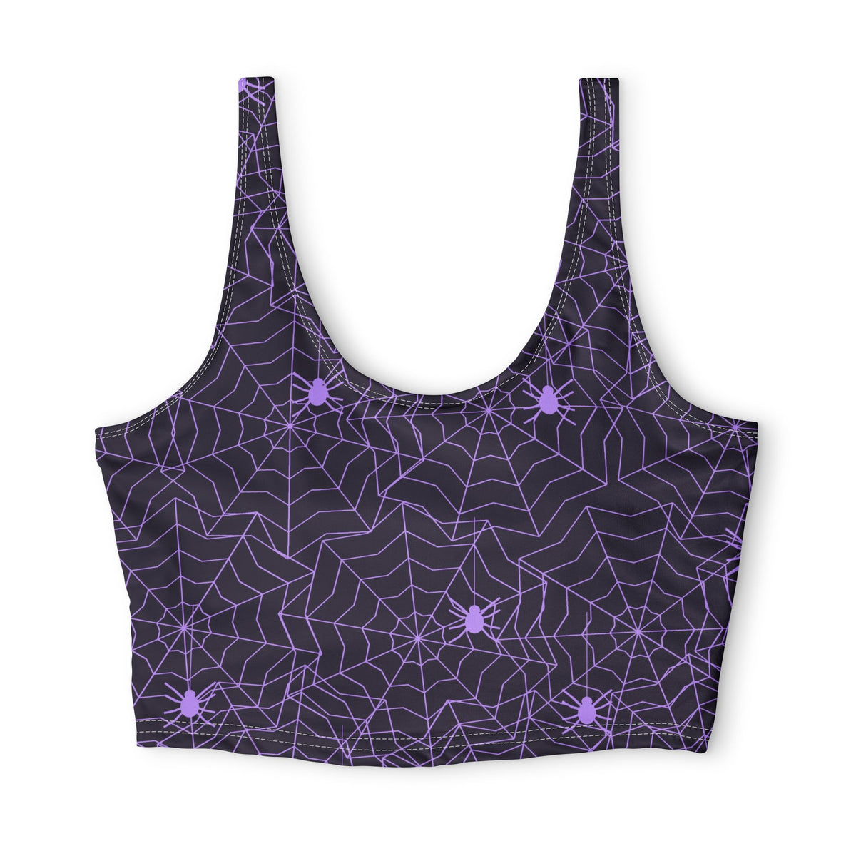 Halloween Witching Purple Spiderweb Sports Bra