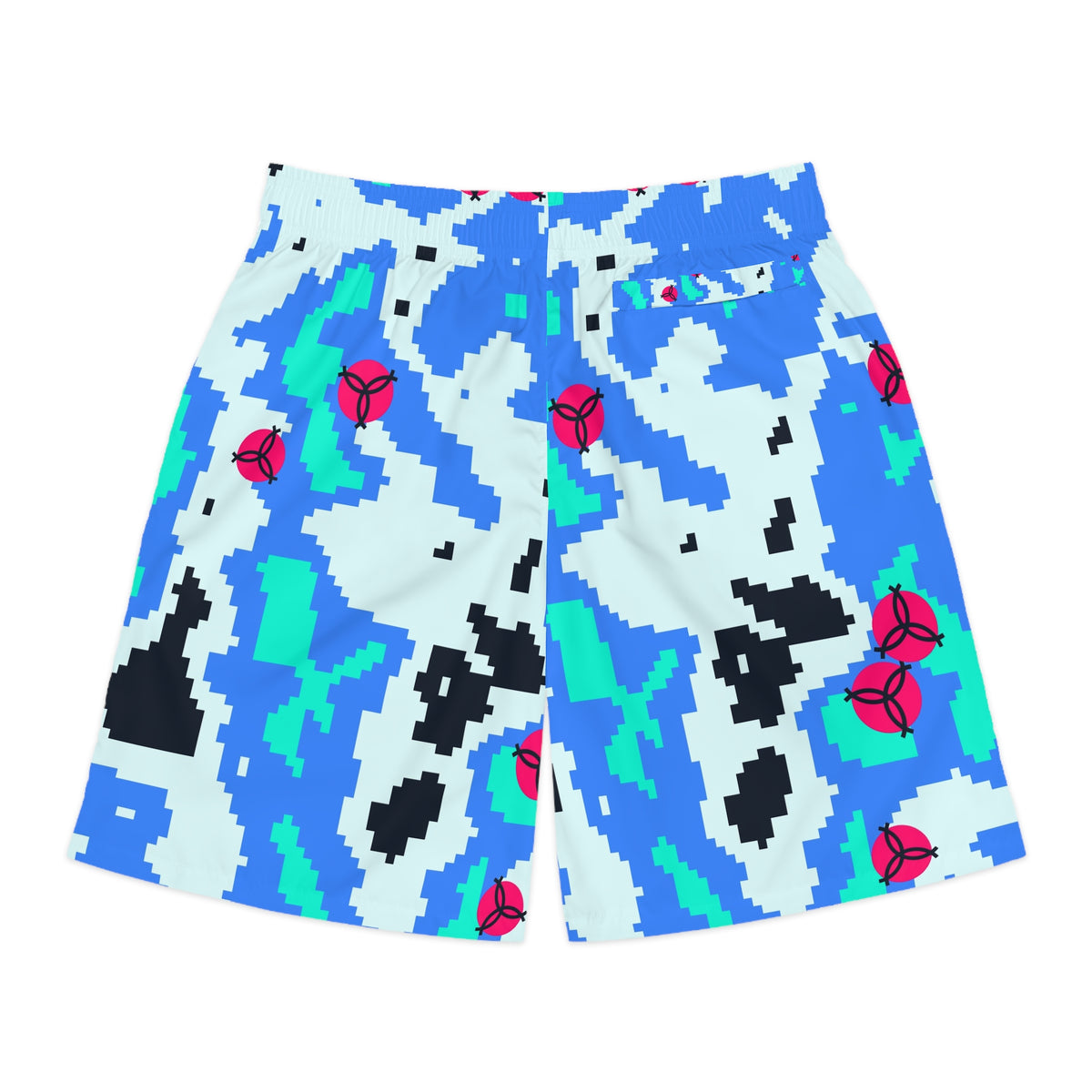 Volleyball Arctic Neon Pixel Camo Men's Athletic Shorts with Pockets