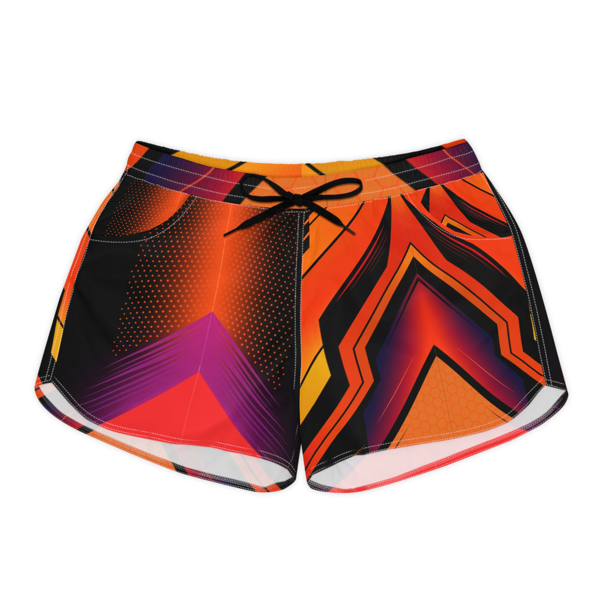 Women's Multipurpose Athletic Shorts with Pockets | Abstract Vibrant Geo