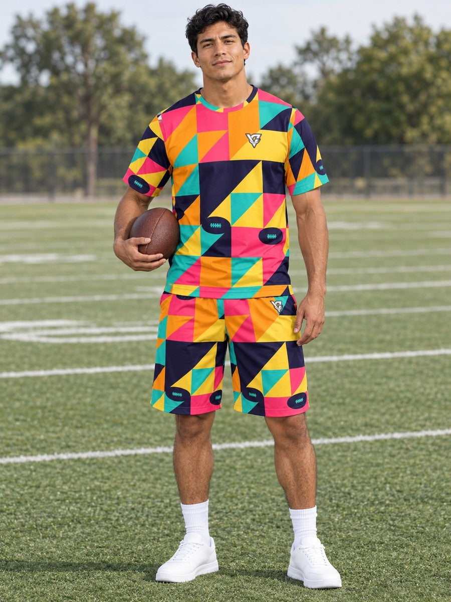 Football Electric Mango Prism Block Men's Sports Jersey - front view