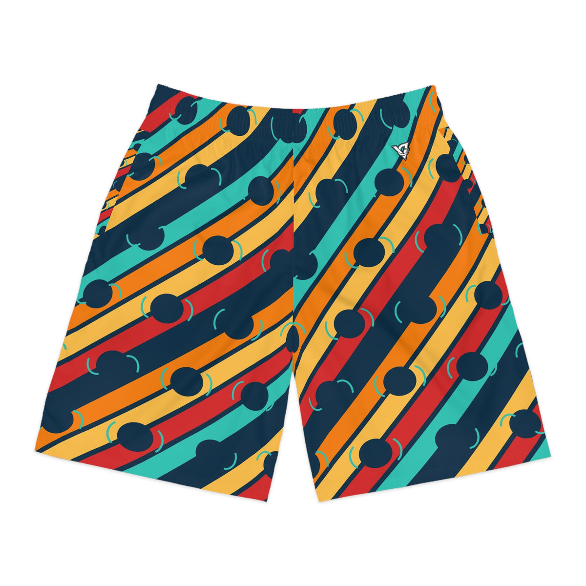 Tennis Tropic Heat Stripe Surge Men's Athletic Shorts with Pockets