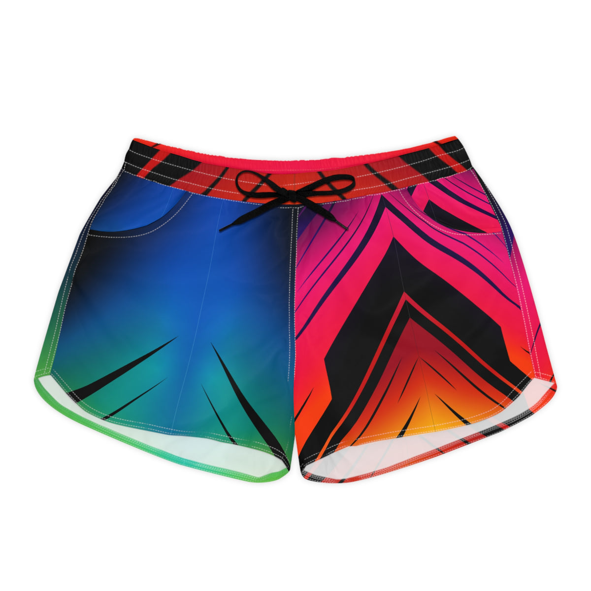 Women's Multipurpose Athletic Shorts with Pockets | Rainbow Geometric