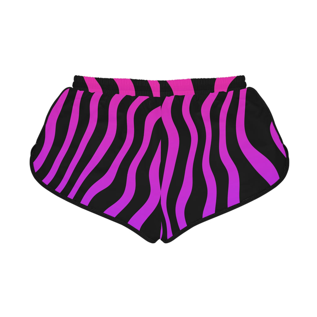Women's Electric Zebra Relaxed Shorts – Colorful All-Over Print Running & Workout Shorts