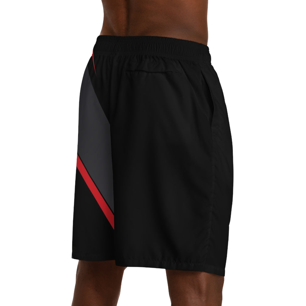 Men's Black & Red Performance Jogger Athletic Shorts with Pockets