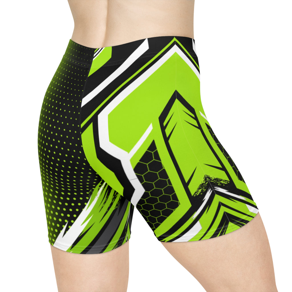 Neon Green Racing Biker Shorts | Activewear