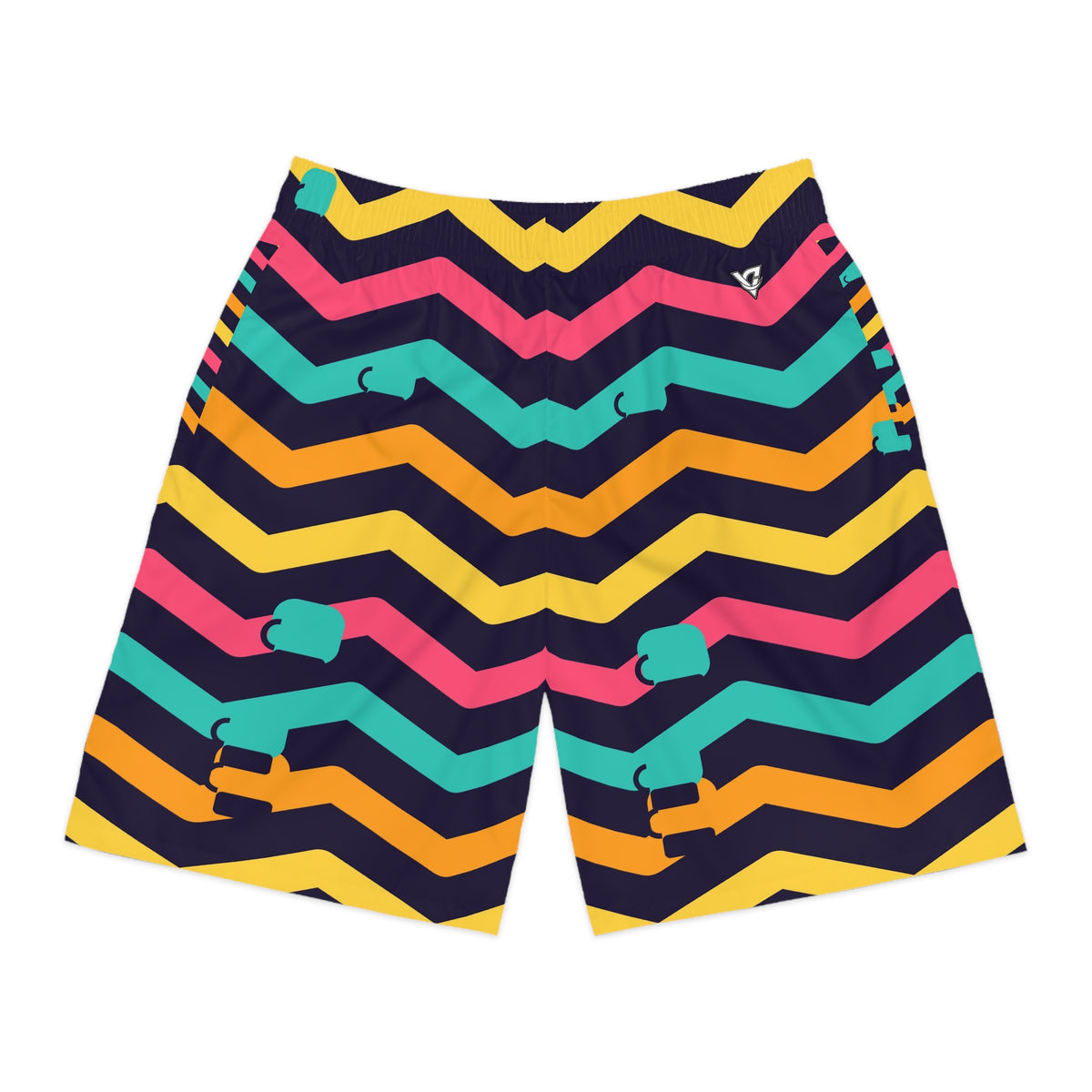 Combat Sports Electric Mango Chevron Rush Men's Athletic Shorts with Pockets