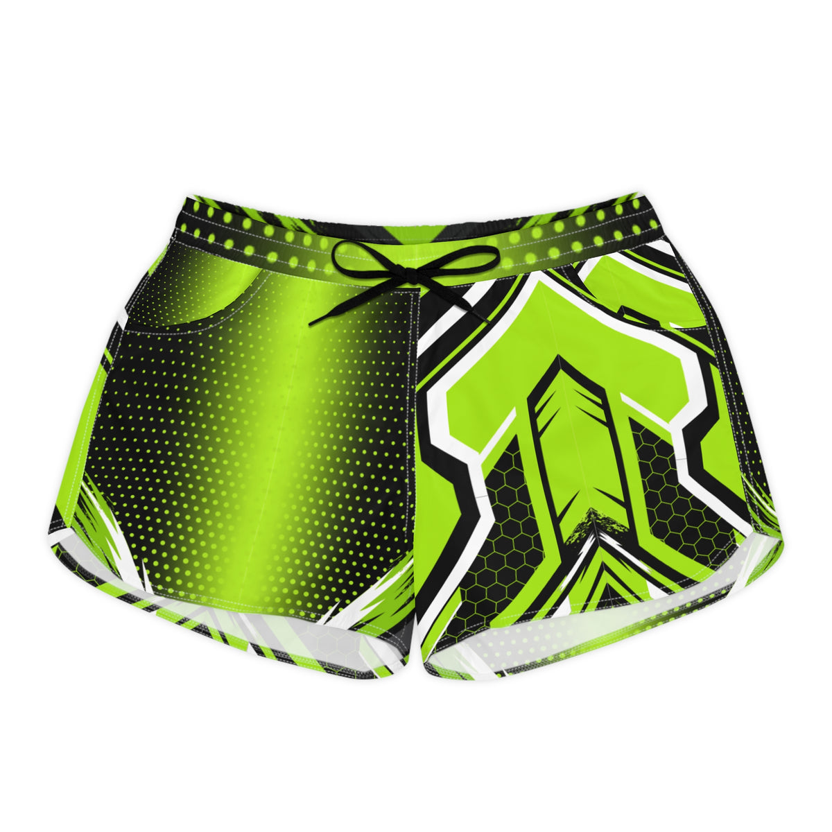 Women's Multipurpose Athletic Shorts with Pockets | Neon Green Arrow