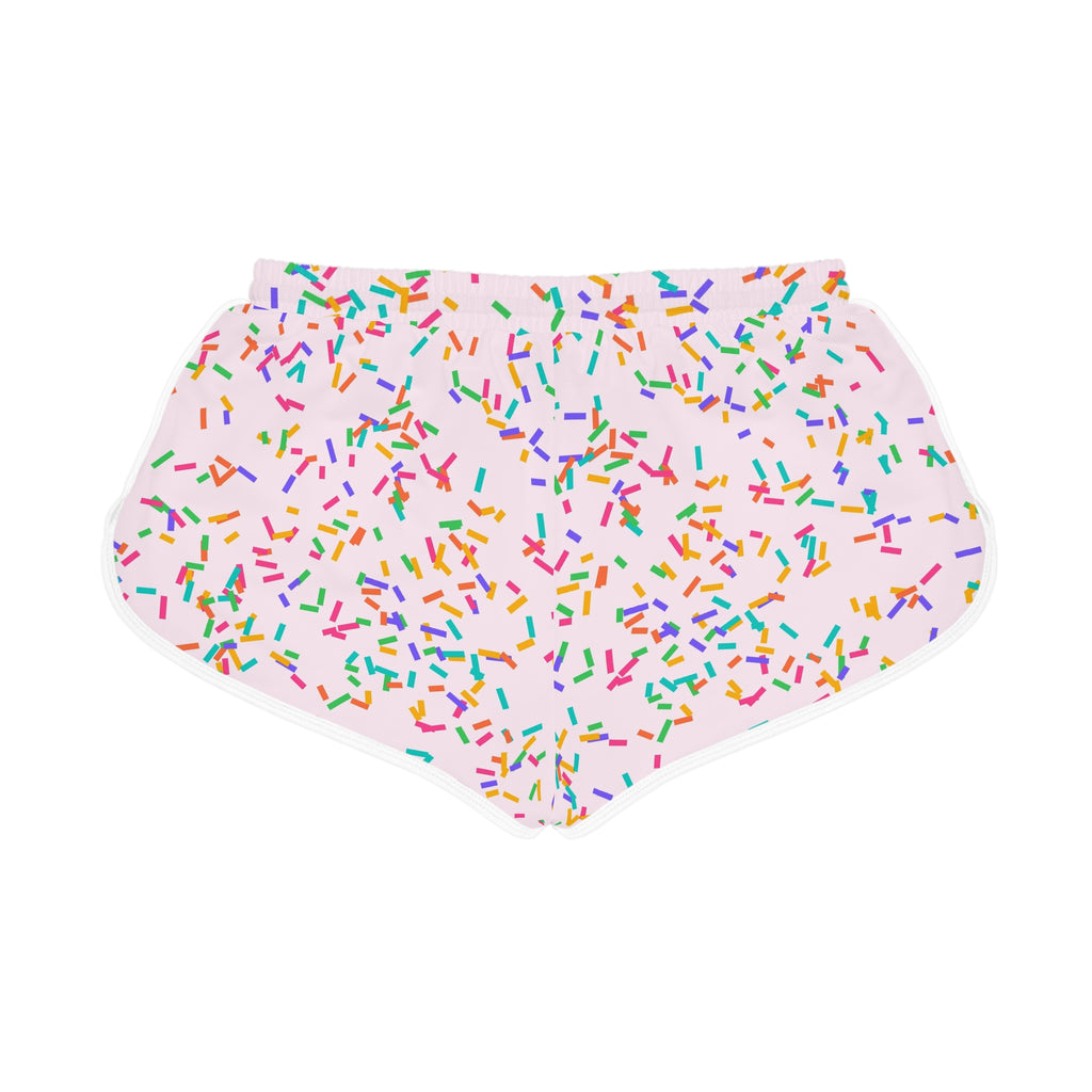 Women's Confetti Party Relaxed Shorts – Colorful All-Over Print Running & Workout Shorts