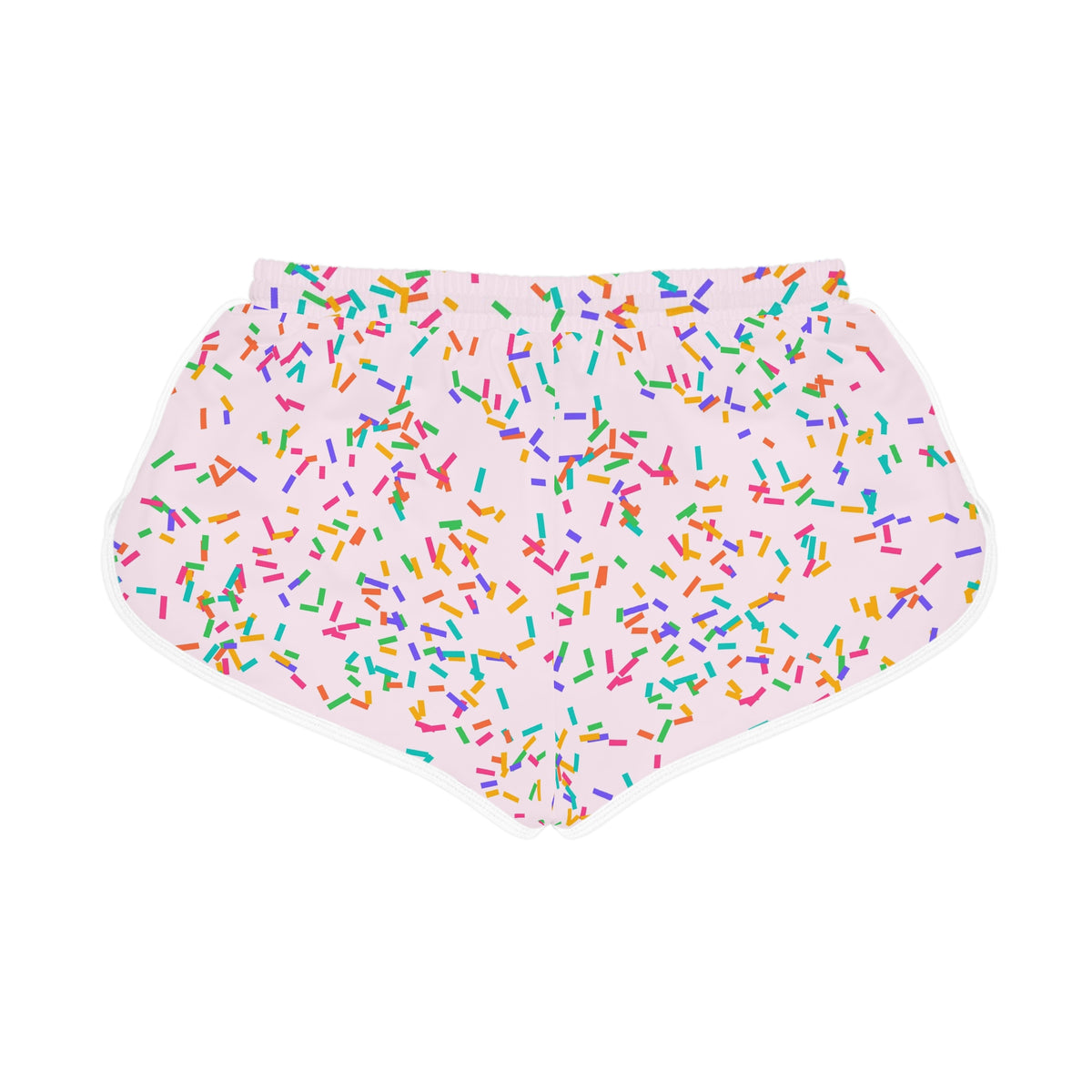 Women's Confetti Party Relaxed Shorts – Colorful All-Over Print Running & Workout Shorts