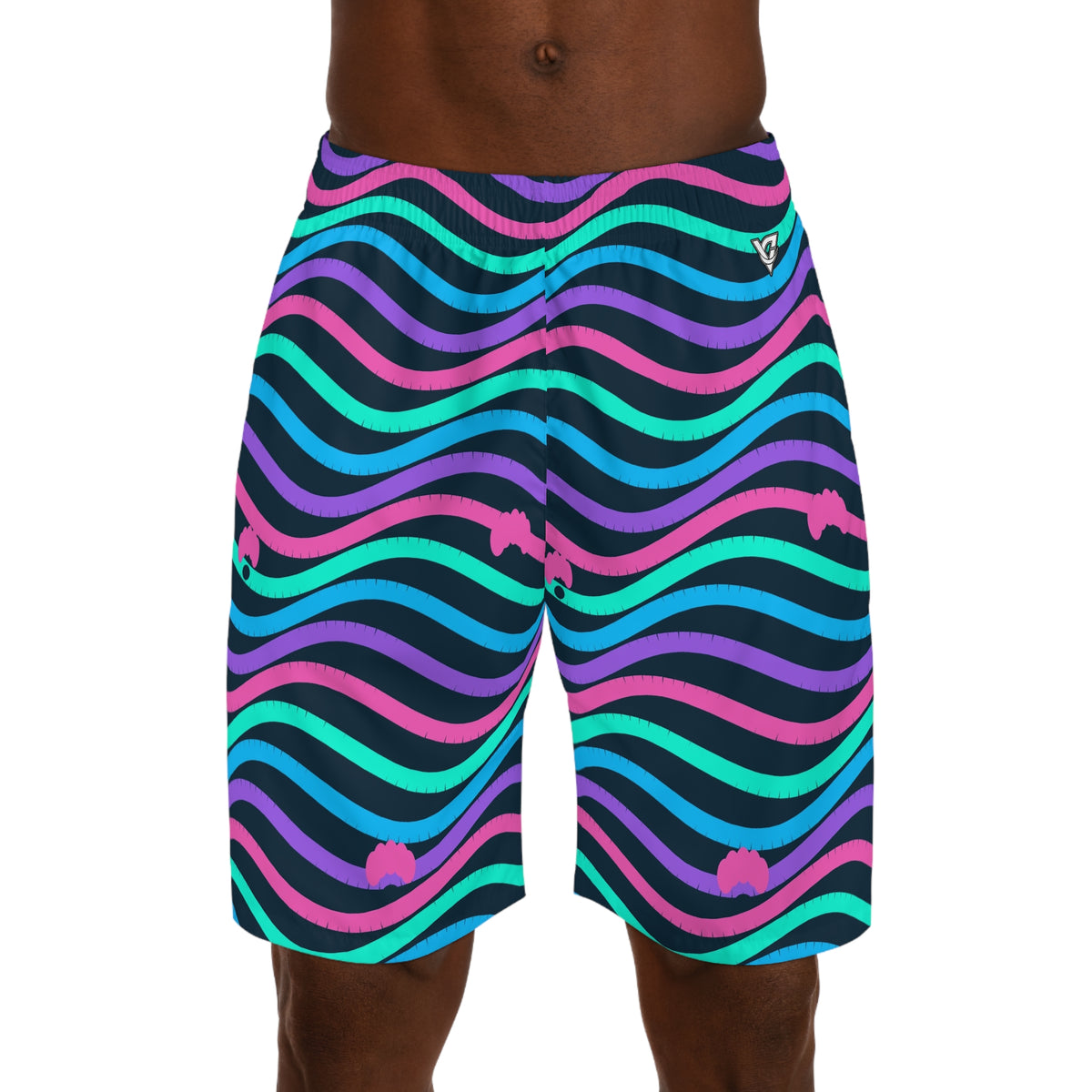 Yoga Neon Lagoon Wave Rider Men's Athletic Shorts with Pockets