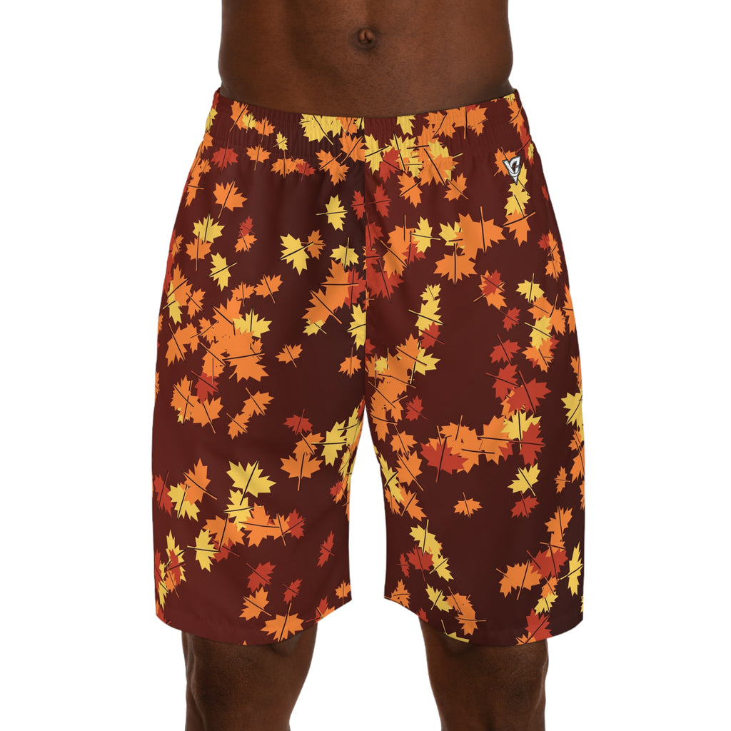 Men's Sunset Orchard Falling Leaves Performance Jogger Athletic Shorts with Pockets