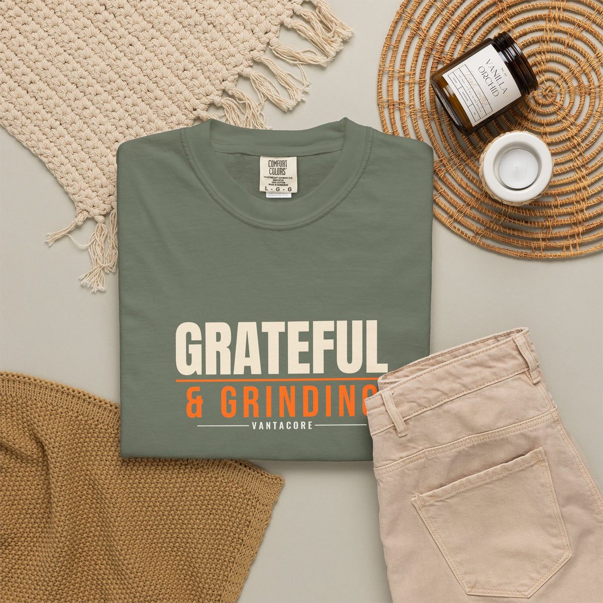 Grateful & Grinding | Women's Garment-Dyed Graphic Tee