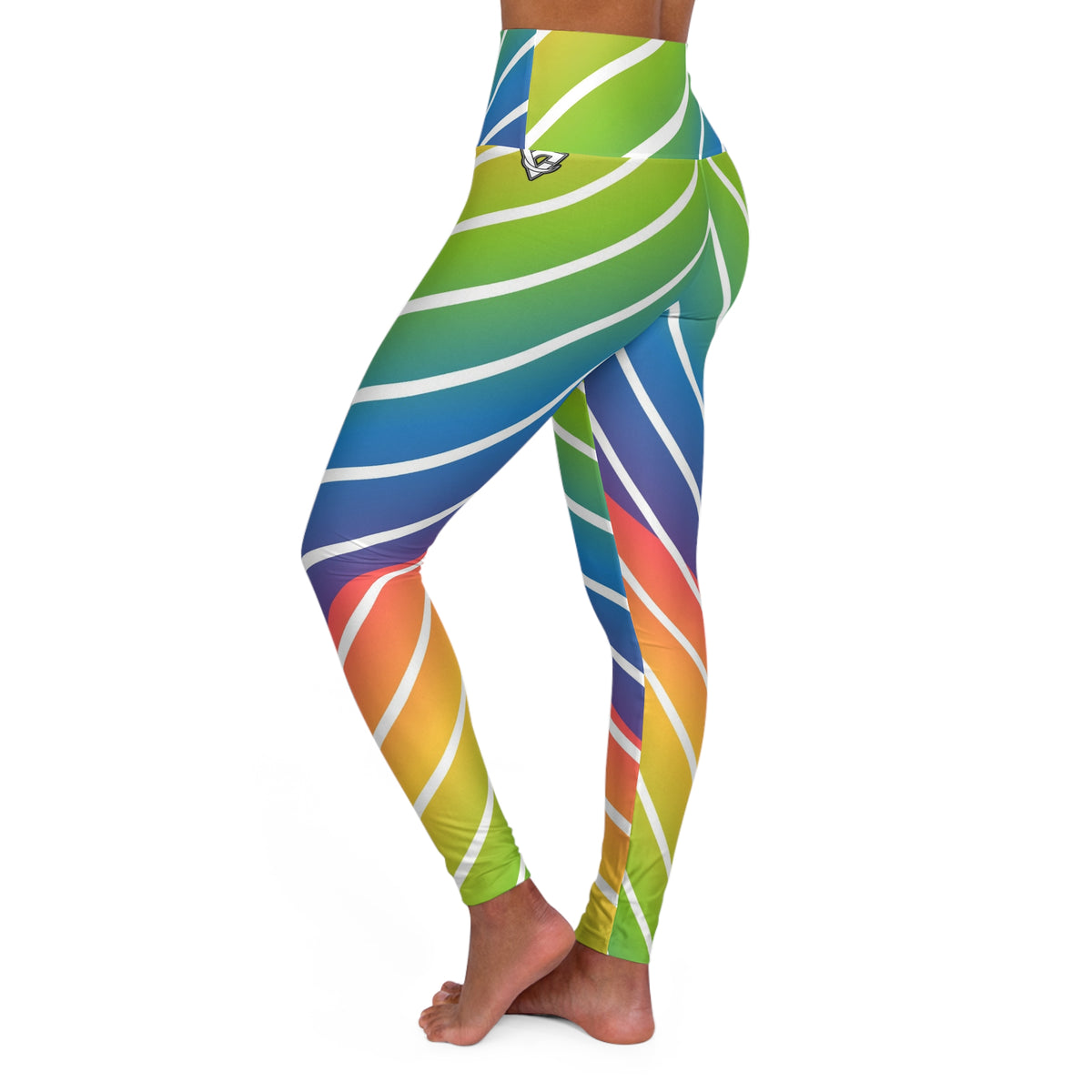 Rainbow Ripple High-Waisted Yoga Leggings (AOP)