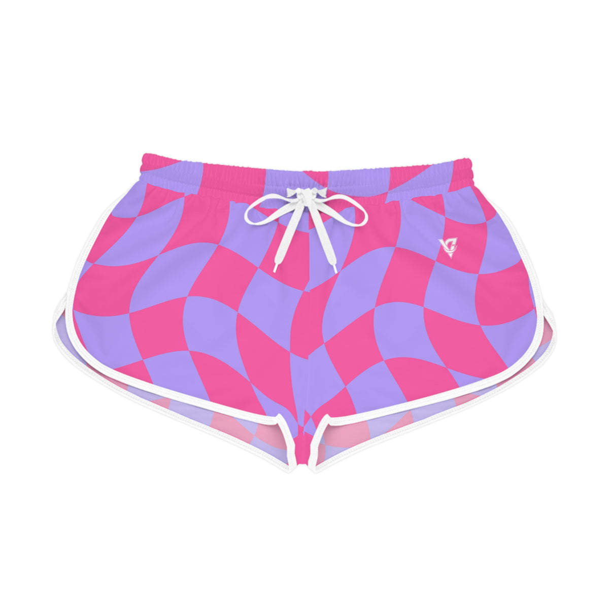 Women's Wavy Check Relaxed Shorts – Colorful All-Over Print Running & Workout Shorts