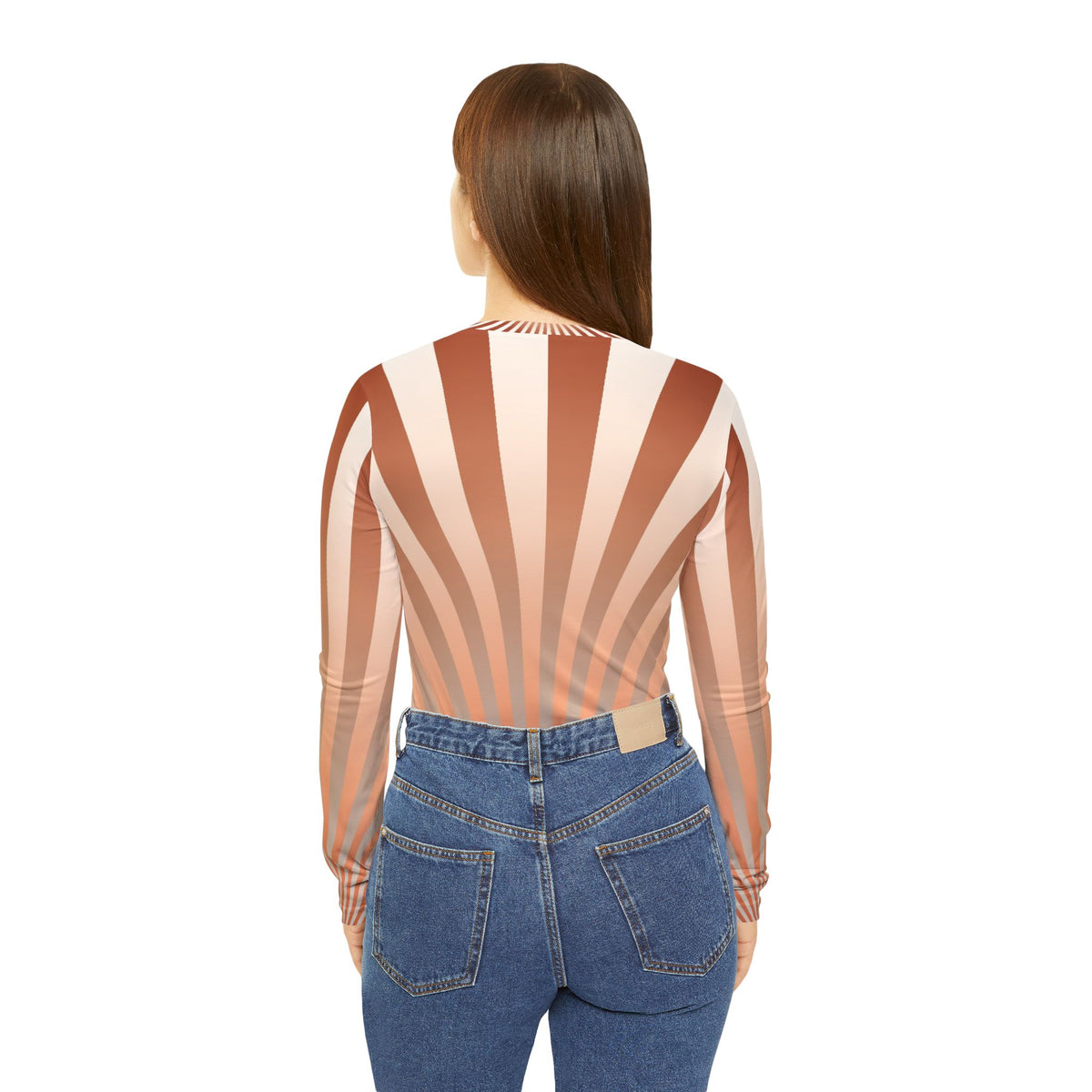 Peach Sunburst Women's Long Sleeve V-Neck Athletic Top