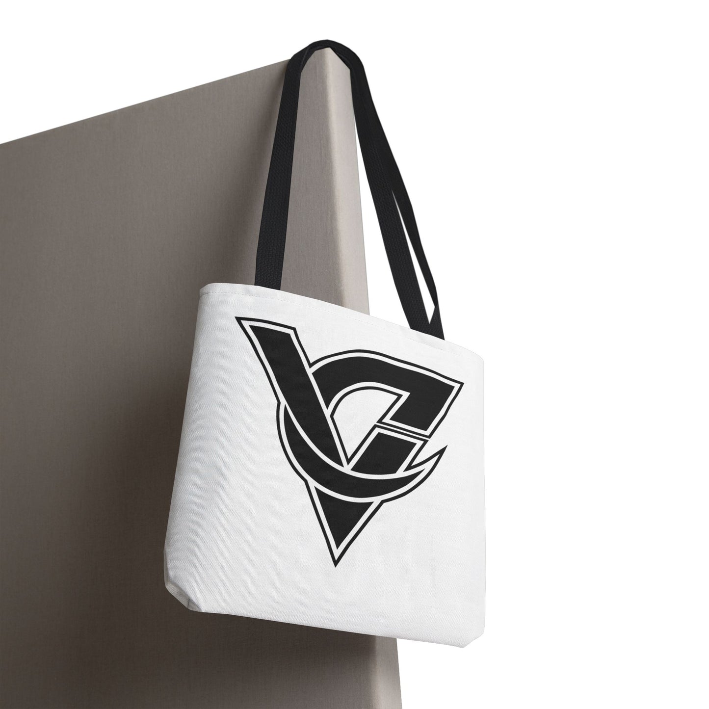 Monogram V Triangle Tote Bag – Bold Black Logo All-Over Print