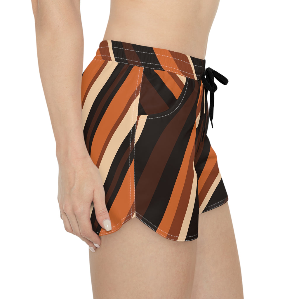 Women's Multipurpose Athletic Shorts with Pockets | Cinnamon Stripe