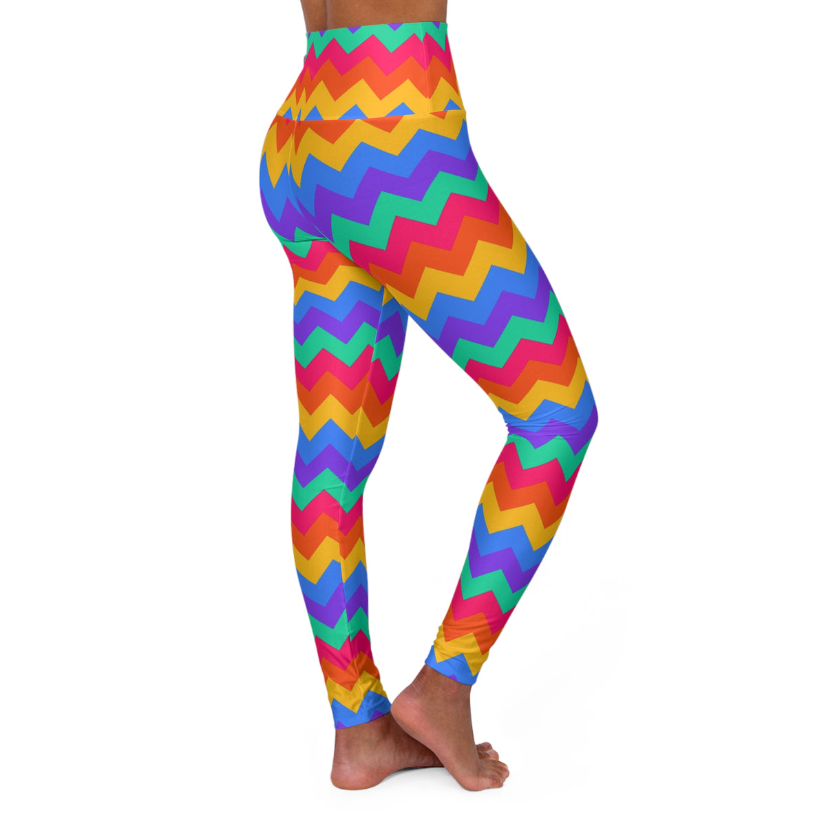 Neon Zigzag High-Waisted Yoga Leggings