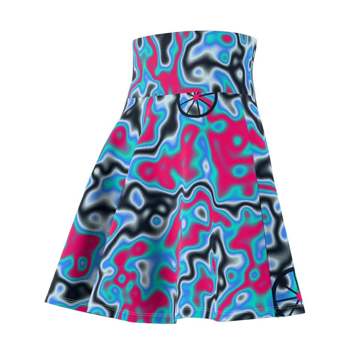 Cycling Arctic Neon Marble Flow Women's Athletic Skater Skirt