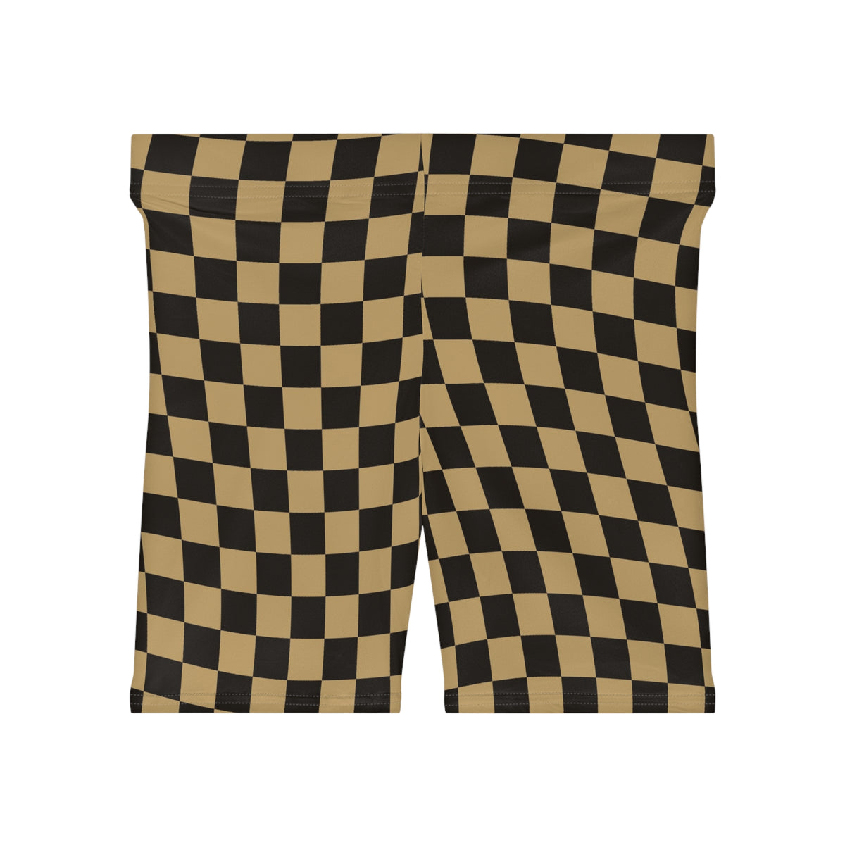 Sandstorm Warp Check Women's Biker Shorts — High-Waist Workout Shorts