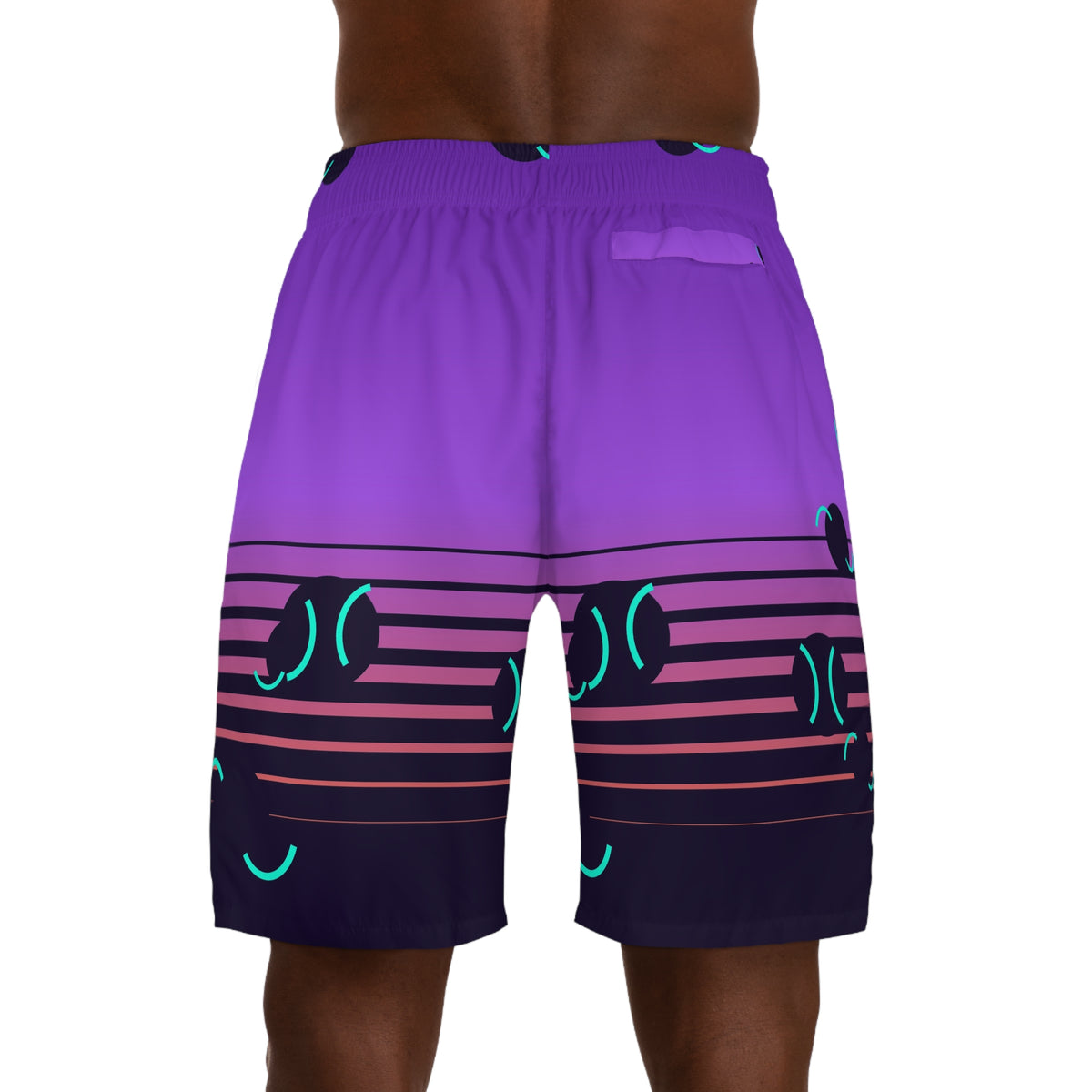 Tennis Galaxy Glow Horizon Fade Men's Athletic Shorts with Pockets