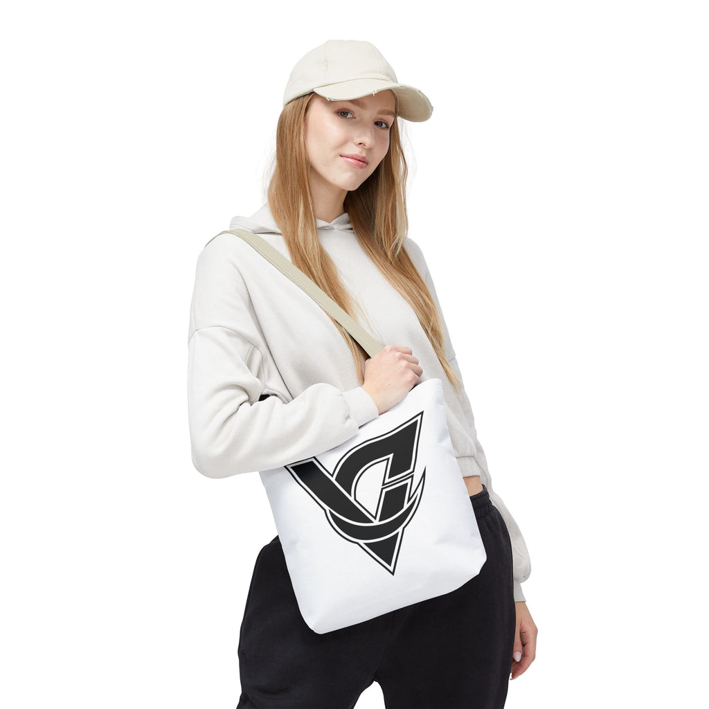 Monogram V Triangle Tote Bag – Bold Black Logo All-Over Print